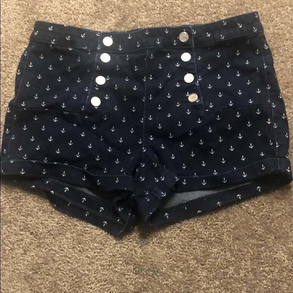 Navy blue high waisted sailor shorts